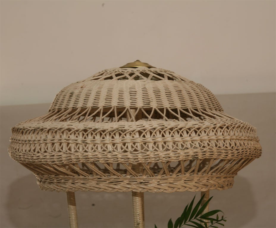 Woven Wicker Floor Lamp/Fernery For Sale